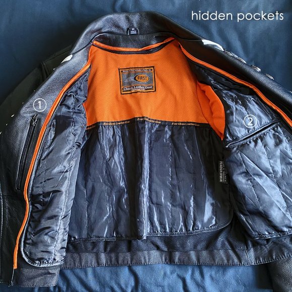 First MFG Customized Genuine Black Leather Jacket - Picture 5 of 6